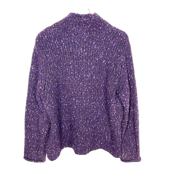 Vintage 90s Ann Taylor Purple Speckled High Neck Pull Over Wool Blend Sweater La - Picture 2 of 3